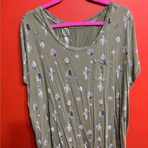 Olive Cactus Print Women's Top